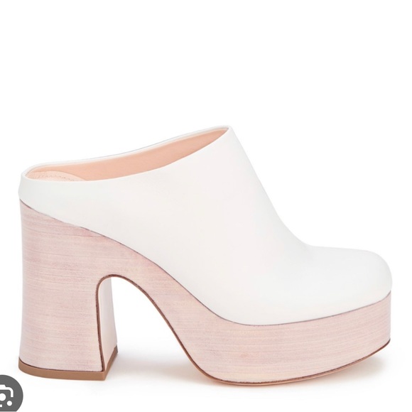 AGL ‘Sista’ Leather Platform Clogs Mules Ivory 7.5 Brand New - Picture 2 of 11